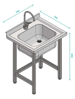 Lavafondo 1 cuba 700x700x850 mm Metric