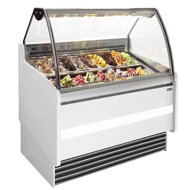 Vitrina de helados vidrio curvo de 12 sabores Hudson 