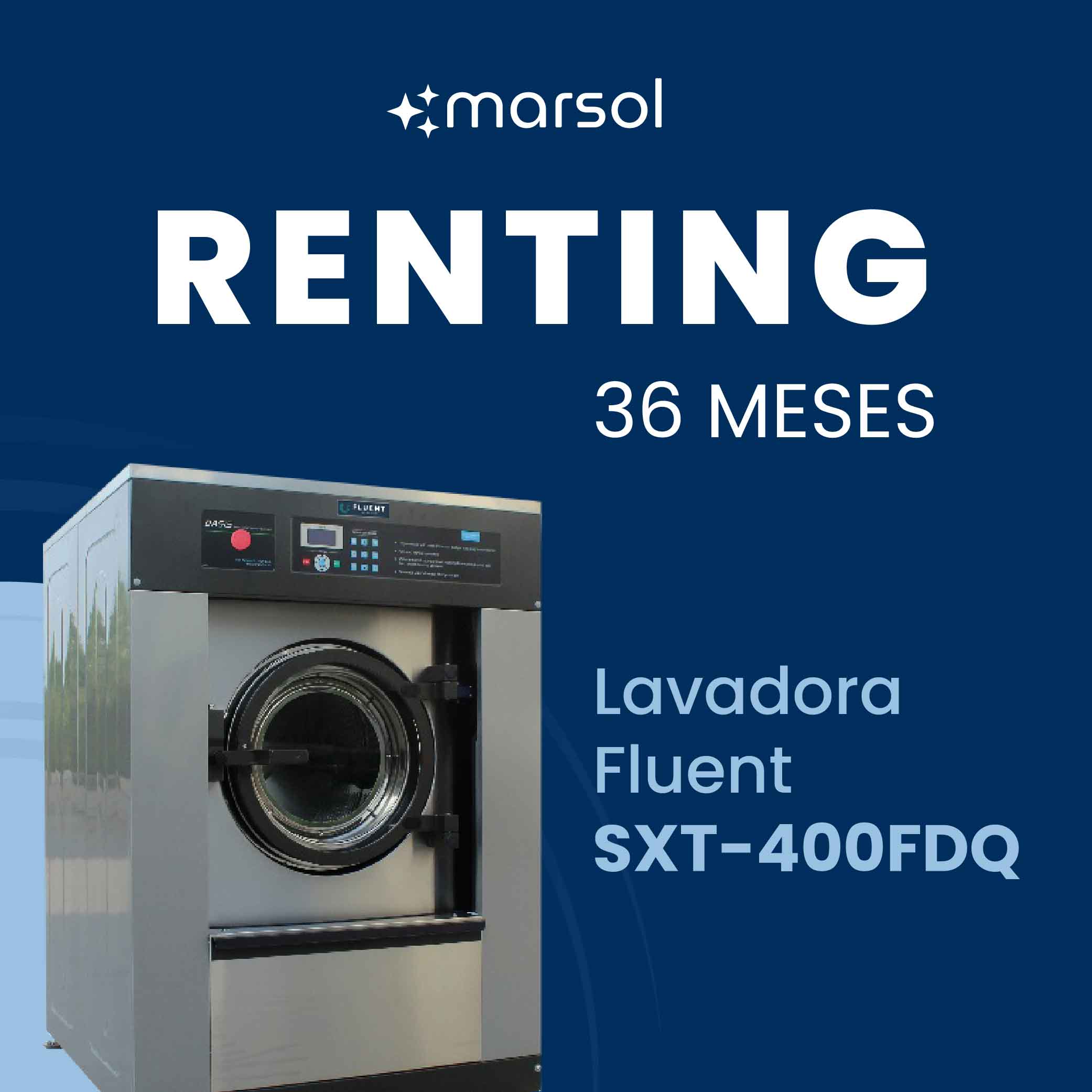 Renting Lavadora industrial 40 kg Fluent - ARRIENDO POR 36 MESES